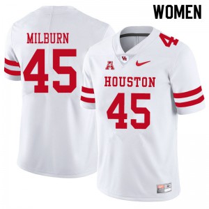 Women Houston Cougars Jordan Milburn #45 White Embroidery Jersey 643786-335