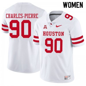 Women Houston Cougars Olivier Charles-Pierre #90 White College Jersey 497586-701