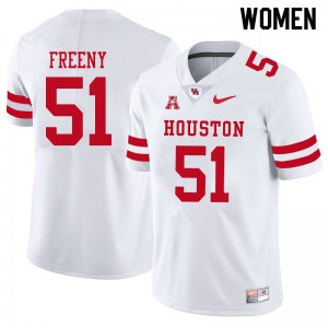 Women's Houston Cougars Tariq Freeny #51 White Stitch Jerseys 296396-641