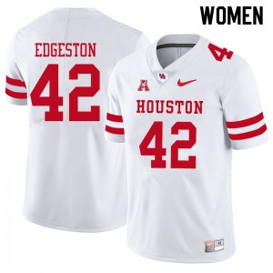 Women Houston Cougars Terrance Edgeston #42 White NCAA Jersey 405468-765