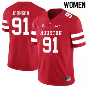 Women's Houston Cougars Benil Johnson #91 College Red Jersey 302624-897