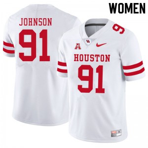 Women's Houston Cougars Benil Johnson #91 Stitch White Jersey 232214-177