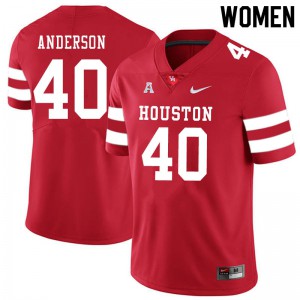 Women's Houston Cougars Brody Anderson #40 Player Red Jerseys 256720-689