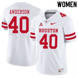 Women's Houston Cougars Brody Anderson #40 Football White Jerseys 378664-933