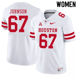 Women Houston Cougars Cam'Ron Johnson #67 Football White Jersey 428960-208