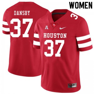 Women's Houston Cougars Deondre Dansby #37 Stitch Red Jersey 239891-613