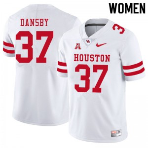 Women Houston Cougars Deondre Dansby #37 White Stitched Jersey 425433-119