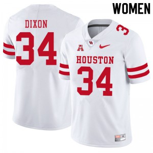 Womens Houston Cougars Dylan Dixon #34 White College Jersey 692887-354
