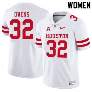 Womens Houston Cougars Gervarrius Owens #32 Stitched White Jerseys 558667-514