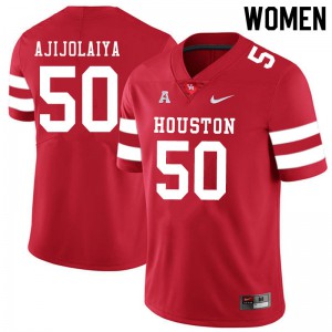 Womens Houston Cougars Hakeem Ajijolaiya #50 Red Stitch Jersey 627946-295