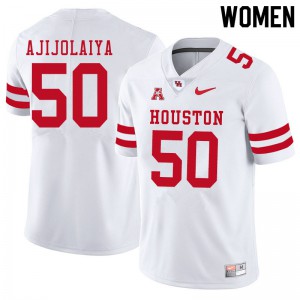 Women Houston Cougars Hakeem Ajijolaiya #50 White Alumni Jerseys 768800-812
