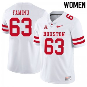 Women's Houston Cougars James Faminu #63 White Stitch Jersey 516472-478