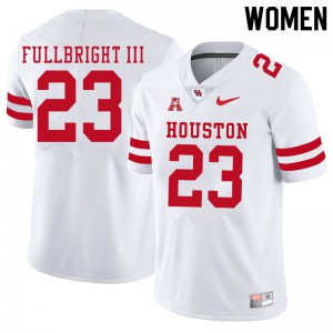 Women's Houston Cougars James Fullbright III #23 White Embroidery Jerseys 188984-803