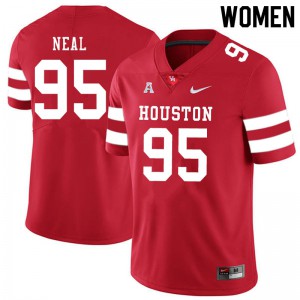 Womens Houston Cougars Jamykal Neal #95 Official Red Jerseys 496008-473