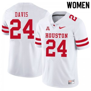 Women's Houston Cougars Jaylen Davis #24 White High School Jersey 139810-956