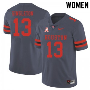 Women Houston Cougars Jeremy Singleton #13 Player Gray Jerseys 657124-519