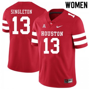 Womens Houston Cougars Jeremy Singleton #13 Red Player Jersey 974602-687