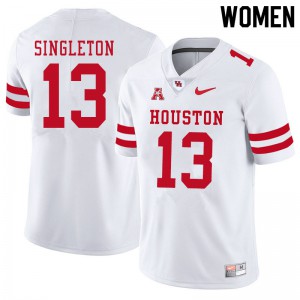 Womens Houston Cougars Jeremy Singleton #13 Official White Jersey 127909-245