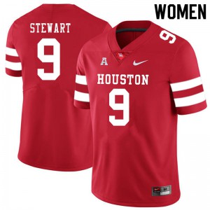 Women Houston Cougars JoVanni Stewart #9 Red Football Jersey 533850-742