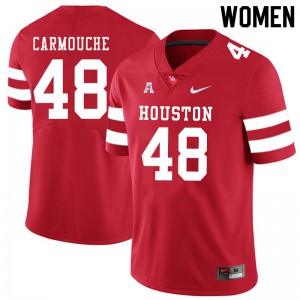 Womens Houston Cougars Jordan Carmouche #48 Red Stitch Jerseys 696477-881