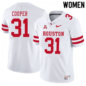 Women Houston Cougars Jordan Cooper #31 White Stitched Jerseys 102464-373