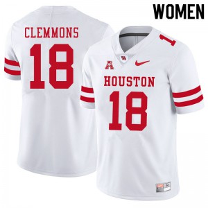 Women's Houston Cougars Kelvin Clemmons #18 White Alumni Jerseys 345528-750