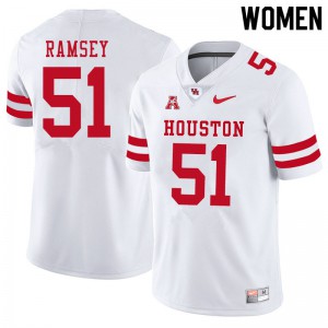 Women Houston Cougars Kyle Ramsey #51 Stitched White Jersey 983245-735