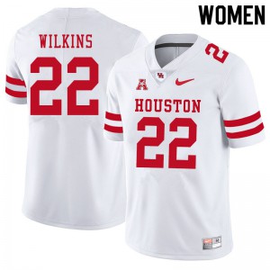 Womens Houston Cougars Laine Wilkins #22 Embroidery White Jerseys 685103-605