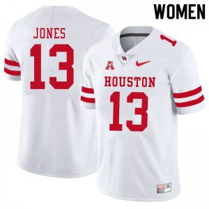 Womens Houston Cougars Marcus Jones #13 White Embroidery Jersey 657436-275