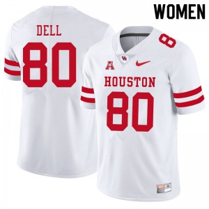 Women Houston Cougars Nathaniel Dell #80 White Stitch Jersey 857651-983