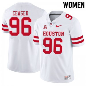 Women Houston Cougars Nelson Ceaser #96 White University Jersey 343237-208