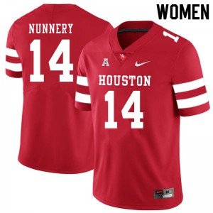 Women's Houston Cougars Ronald Nunnery #14 Stitched Red Jersey 922353-613