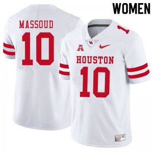 Women's Houston Cougars Sofian Massoud #10 White College Jerseys 941018-146