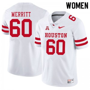 Womens Houston Cougars Brian Merritt #60 White NCAA Jerseys 328658-357