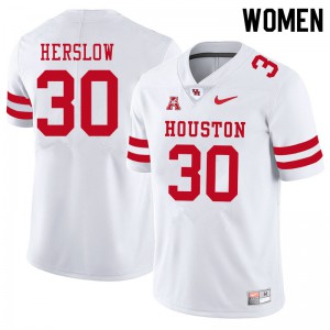 Womens Houston Cougars Jake Herslow #30 White Official Jerseys 455512-186