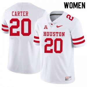 Women's Houston Cougars KeSean Carter #20 White College Jersey 635882-571
