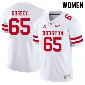 Women's Houston Cougars Kody Russey #65 College White Jerseys 135882-169