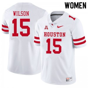 Women's Houston Cougars Mark Wilson #15 Embroidery White Jerseys 537920-282