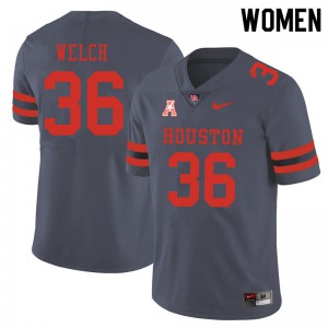 Women's Houston Cougars Mike Welch #36 University Gray Jerseys 437492-606