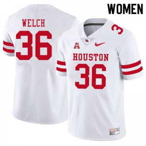 Womens Houston Cougars Mike Welch #36 White NCAA Jerseys 478190-810