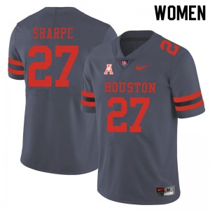 Women Houston Cougars Raylen Sharpe #27 Gray Football Jersey 475905-837