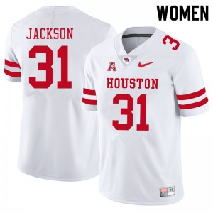 Women's Houston Cougars Taijon Jackson #31 White College Jersey 916752-349