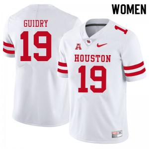 Women's Houston Cougars C.J. Guidry #19 White Embroidery Jersey 931202-127