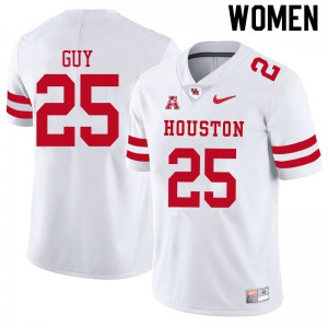 Women Houston Cougars Cameran Guy #25 White Stitched Jerseys 125613-681