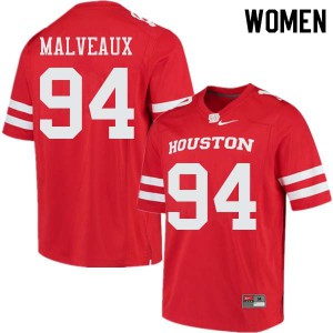 Women's Houston Cougars Cameron Malveaux #94 Official Red Jersey 384484-595