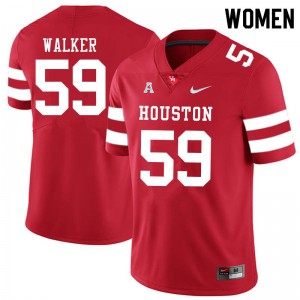 Women's Houston Cougars Carson Walker #59 Red Embroidery Jerseys 130018-296