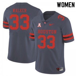 Women Houston Cougars Cash Walker #33 Stitched Gray Jerseys 785258-938