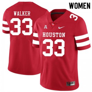 Womens Houston Cougars Cash Walker #33 Red Stitched Jersey 652214-362