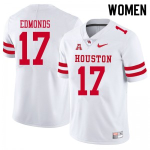 Womens Houston Cougars Darius Edmonds #17 White Embroidery Jerseys 344642-506