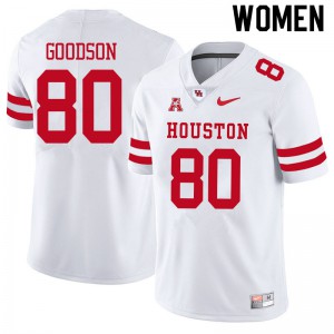 Women Houston Cougars Dekalen Goodson #80 Stitch White Jerseys 408166-890